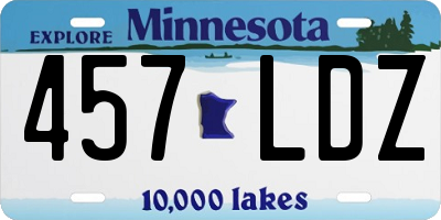 MN license plate 457LDZ