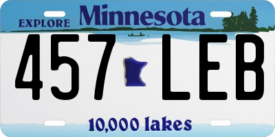 MN license plate 457LEB