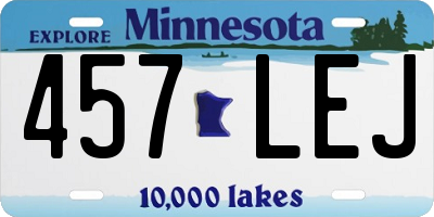 MN license plate 457LEJ
