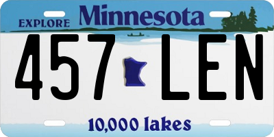 MN license plate 457LEN