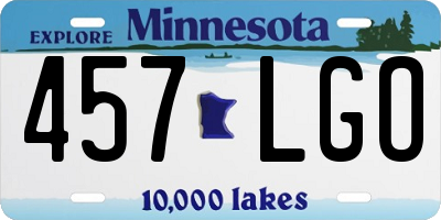MN license plate 457LGO