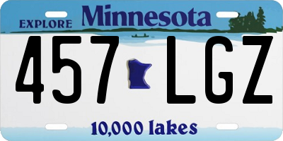 MN license plate 457LGZ