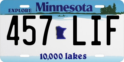 MN license plate 457LIF