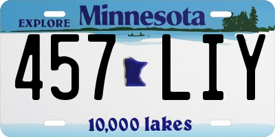 MN license plate 457LIY