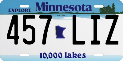 MN license plate 457LIZ