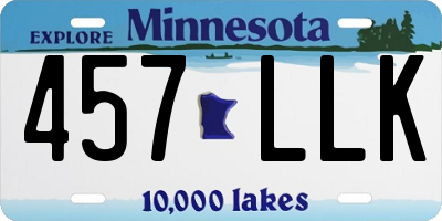 MN license plate 457LLK