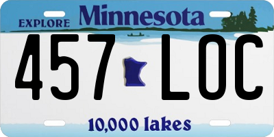 MN license plate 457LOC