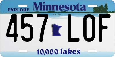 MN license plate 457LOF