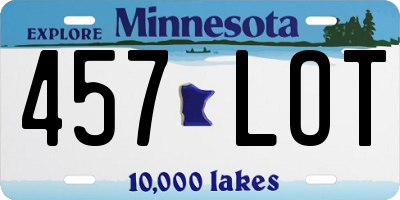 MN license plate 457LOT