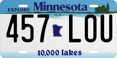MN license plate 457LOU