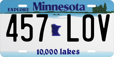 MN license plate 457LOV
