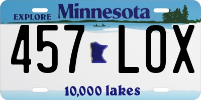 MN license plate 457LOX