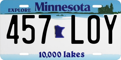 MN license plate 457LOY