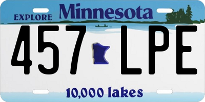 MN license plate 457LPE