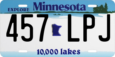 MN license plate 457LPJ