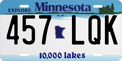 MN license plate 457LQK
