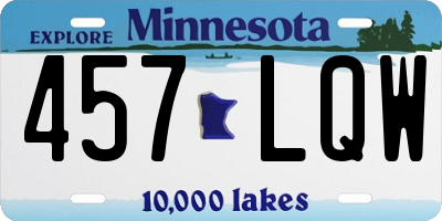 MN license plate 457LQW