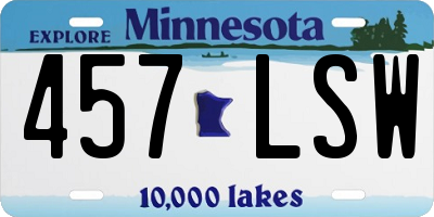 MN license plate 457LSW
