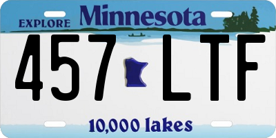 MN license plate 457LTF