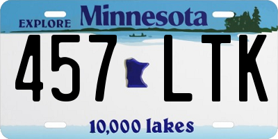 MN license plate 457LTK