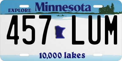 MN license plate 457LUM