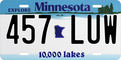 MN license plate 457LUW