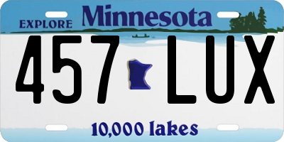 MN license plate 457LUX