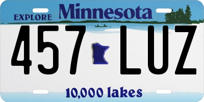 MN license plate 457LUZ