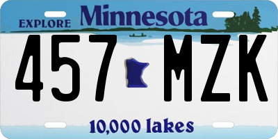 MN license plate 457MZK