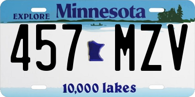 MN license plate 457MZV