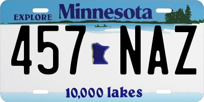 MN license plate 457NAZ
