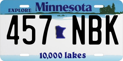 MN license plate 457NBK