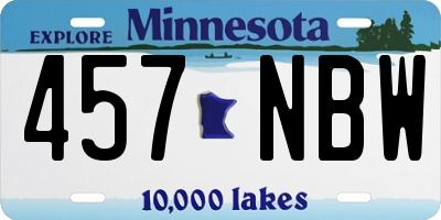 MN license plate 457NBW