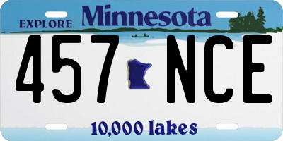 MN license plate 457NCE