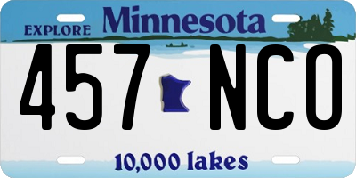 MN license plate 457NCO