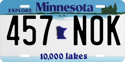 MN license plate 457NOK