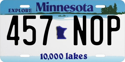 MN license plate 457NOP