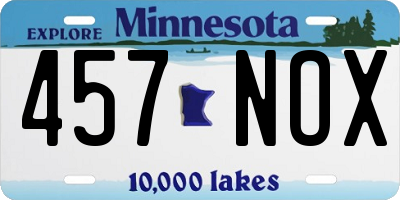 MN license plate 457NOX