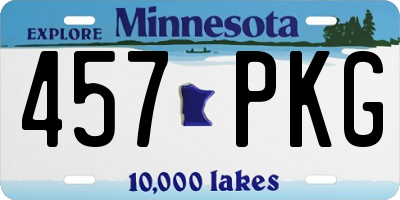 MN license plate 457PKG
