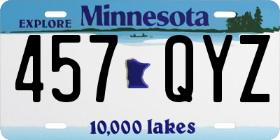 MN license plate 457QYZ
