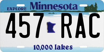 MN license plate 457RAC