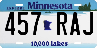 MN license plate 457RAJ