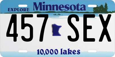 MN license plate 457SEX