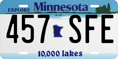 MN license plate 457SFE