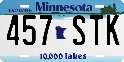 MN license plate 457STK