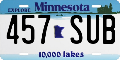 MN license plate 457SUB