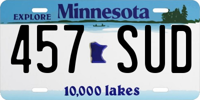 MN license plate 457SUD