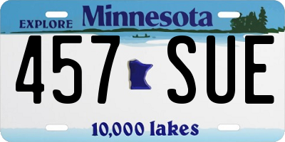 MN license plate 457SUE