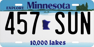 MN license plate 457SUN