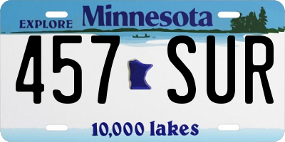 MN license plate 457SUR